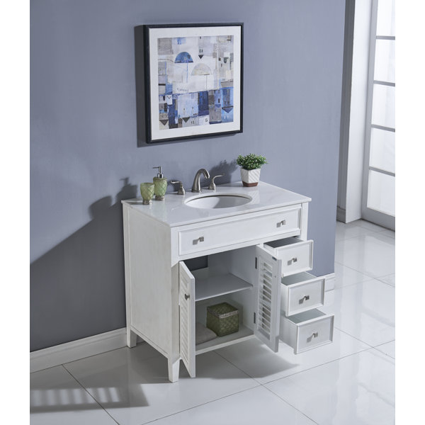 Rosecliff Heights Adelbert 36'' Single Bathroom Vanity with Marble Top